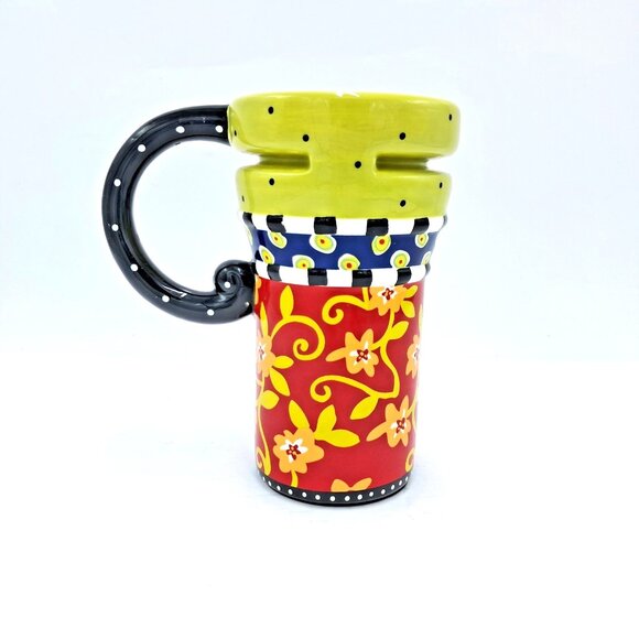 Giftcraft Travel Mug Porcelain With Lid - Psychedelic 1960's Vibe - Picture 1 of 7